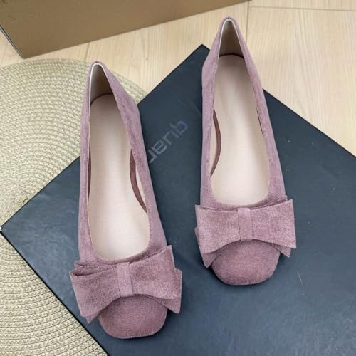 SAILING LU Women's Bow-Knot Square Toe Ballet Flats Elegant Bride Dress Flat Shoes Soft Walking Slip-on Loafers2