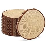 KEILEOHO 8 PCS 8-9 Inches Natural Wood Slices, Tree Bark Wood Slices for Crafts, Unfinished Wood Cir