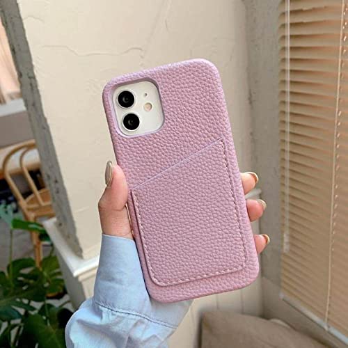 Coque portefeuille iPhone 7 8 Plus violet clair avec motif en cuir de luxe texturé