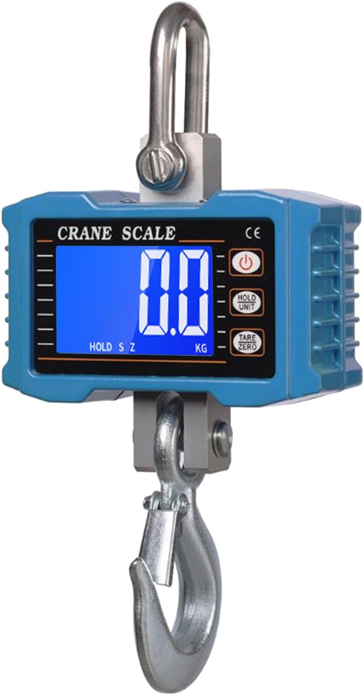 Hanging Scale, Geevorks Digital Crane Scale 1000KG/ 2204lbs, Industrial Crane Scale LCD Backlight with Unit Change/Data Hold/Tare/Zero for Construction Site Farm Hunting Fishing Outdoor Work