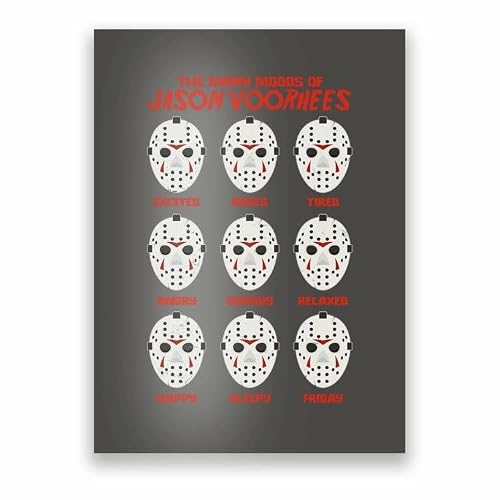 Tin Sign Metal Poster Wall Funny People Cave Cool Wall Door Plaque 5.5x8inch Funny Halloween Multiple Mood Posters by Jason Voorhees