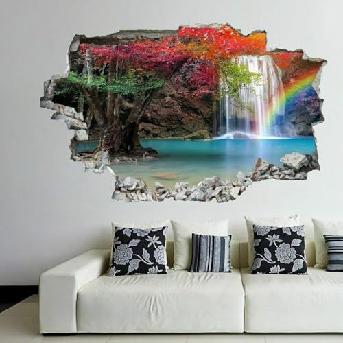 Sticker cascade 3D vinyle adhésif haute résistance pour relooker un mur de chambre