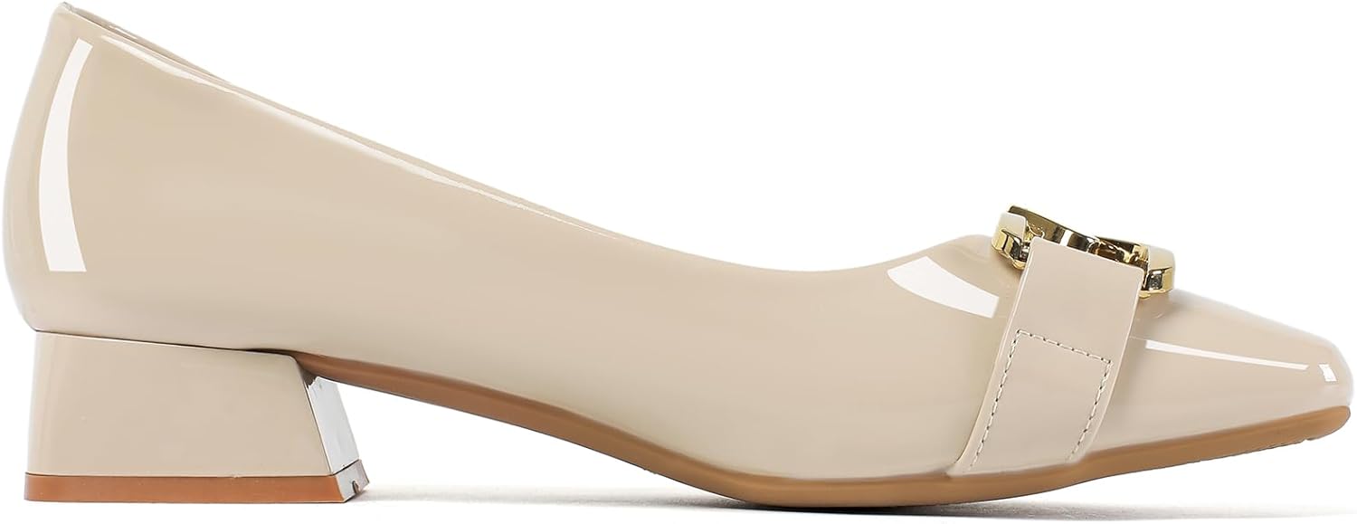 WAMBHC Women's Low Chunky Block Heel Pumps Square Toe Dress Shoes Heel Office Lady Shoes - Image 3