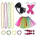 Produktbild 80s Jahre Kostüme für Frauen Mädchen Erwachsene, Frauen Kleider Partyzubehör Neon mit Tutu Röcke Blitz Ohrringe Stirnband Fischnetz Handschuhe Halskette Perlen Partykostüm Set