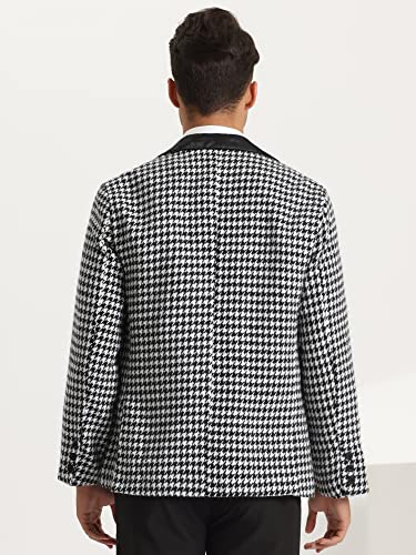 Lars Amadeus Houndstooth Print Blazer for Men's Slim Fit Notched Collared Plaid Sports Coat3