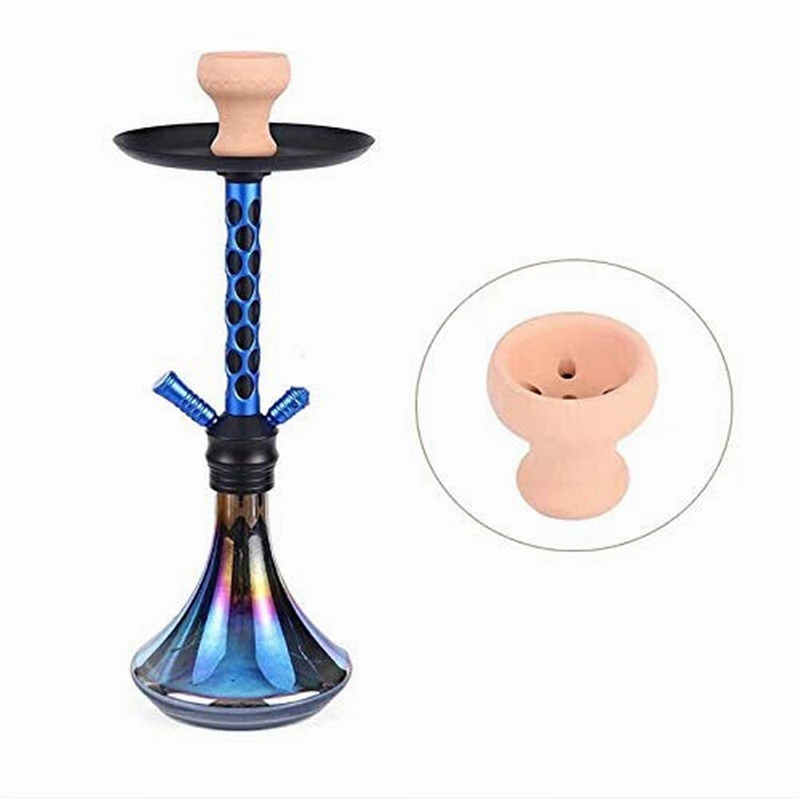 Hookah de doble tubería de doble tubería, conjunto de casquías de gancho de cristal, conjunto de copa de nariz portátil, adecuado para familias, hoteles, bares, club