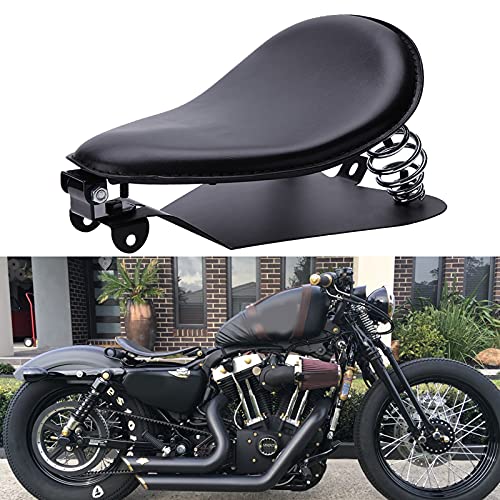 Black Motorcycle Bobber Solo Seat Spring Base Plate Bracket Kit For Harley Sportster XL 883 1200 48 (Black)