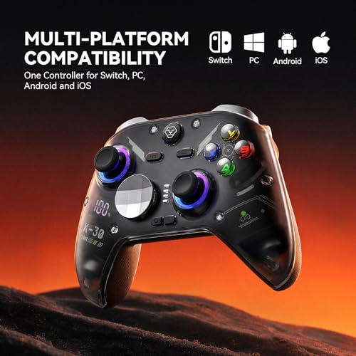 Image of Aolion gaming K30 Wireless Gaming Controller for Switch, PC, iOS & Android, TMR Joysticks (Zero Drift), Hall Effect Triggers, Switchable ABXY Buttons, Back Buttons & RGB Lighting (2026 Upgrade)
