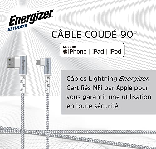 Energizer CABLE 90° LIGHTNING/USB-A - 2M, Silver, 2 meters - Image 2