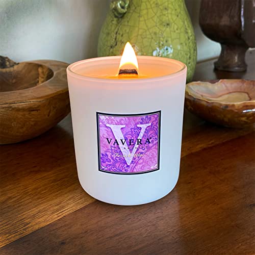 Vavera French Lilac Long Burning Wooden Wick Natural Soy Luxury Candles (14Oz/80 Hr/Matte White Jar). Escape To The French Countryside. Vegan Soy Candles Hand-Crafted In The Usa. #TOP3