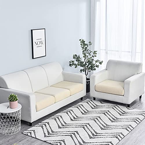 Reyox Jacquard Housse de Coussin Extensible Coussin de Canapé Housse de Protection Housse de Canape élastique pour Meubles Housse de Siège de Canapé Beige 45-65cm LA,45-65cm L Cover