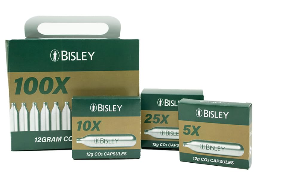 BR-BISLEY 12g CO2 Cartridges for Airsoft Guns – Pack of 100 Non-Threaded Gas Canisters – Steel CO2 Capsules for Airsoft BB Gun, CO2-Powered Devices & Gear