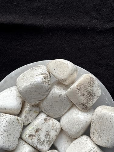 Image of Tumbled Stones, Natural Crystal Healing Stones, Home Office Decor, Aquarium Decorative Pebbles, Vase Fillers (Scolesite, 100)