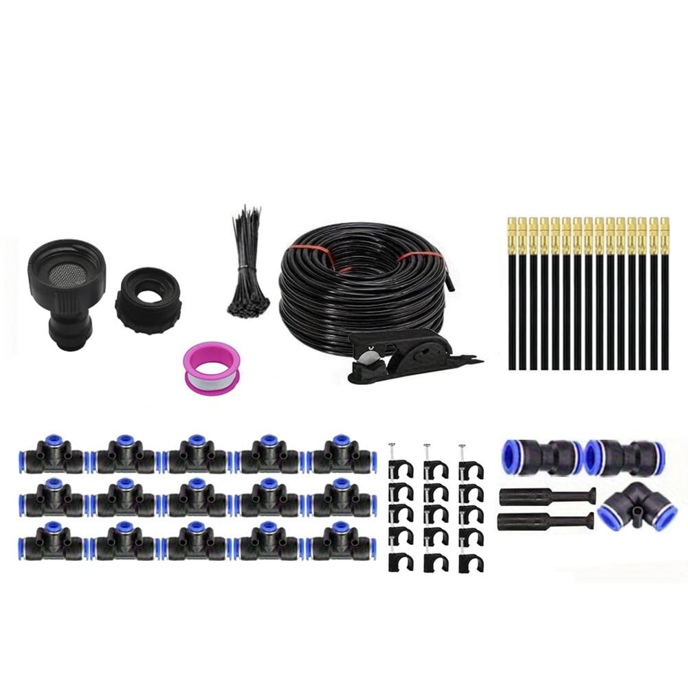 Littimoon Garden Watering System-50FT-360° Adjustable Drip Irrigation System with 15 Nozzles, Garden Irrigation System