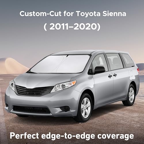 Image of EcoNour Windshield Sunshade Compatible for Toyota Sienna 2011-2018 2019 2020, L, LE, SE, XLE, Limited Premium,Sun Visor for Front Window Sun Shade Cover, UV Heat Blocker & Protector, Car Accessories