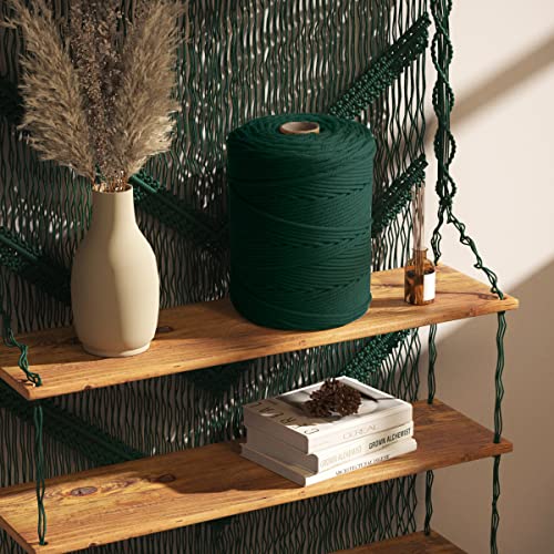 Image of ZUEXT Macrame Cord, Blackish Green, 5mm x 328yds Cotton String Macrame Yarn