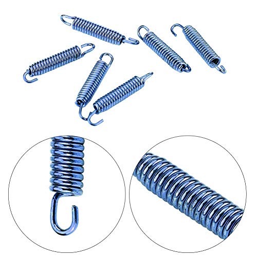 Qiilu 6 Stück Auspuffrohrhaken, Schalldämpfer aus Stahl, Auspufffedern für Motorrad, Scooter, ATV, Blau