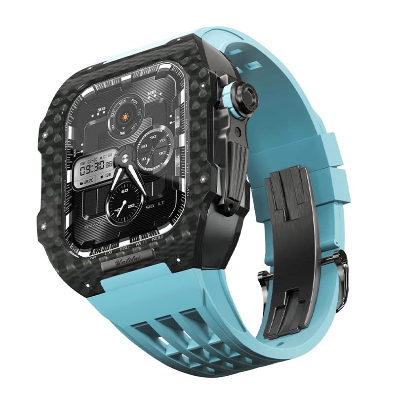 Bracelet montre caoutchouc carbone Apple Watch 45mm robuste