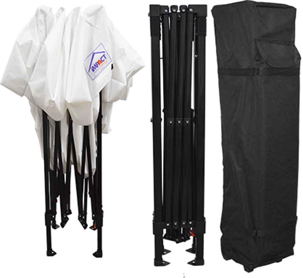 Impact 10' x 10' Pop Up Canopy Tent, Instant Shelter, Black Steel Frame, UV Coated, Includes Roller Bag, White