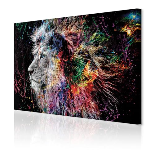 Déco bureau afrique : grand tableau acoustique lion coloré
