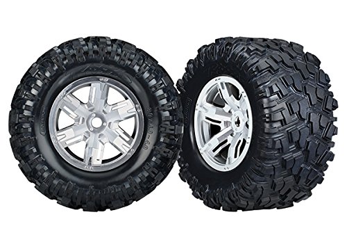 Preisvergleich Produktbild Traxxas 7772R X-Maxx Satin Chrome Wheels and Tires Zubehör / Werkzeuge