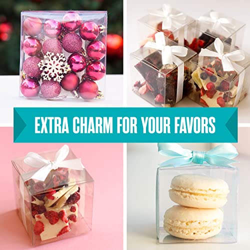 Gift Boxes, Clear Plastic Favor Box, 3x3x3 Inch, 50 Pack, Transparent, Small, Square, Storage Bins, Empty Boxed Containers, Wedding, Party, Birthday Present, Candy, Cookie, Cupcake, Jewelry - Thumbnail 4