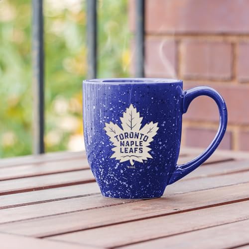 Image of Rico Industries NHL Hockey Toronto Maple Leafs Royal Personalized 16 oz Team Color Laser Engraved Speckled Ceramic Coffee Mug