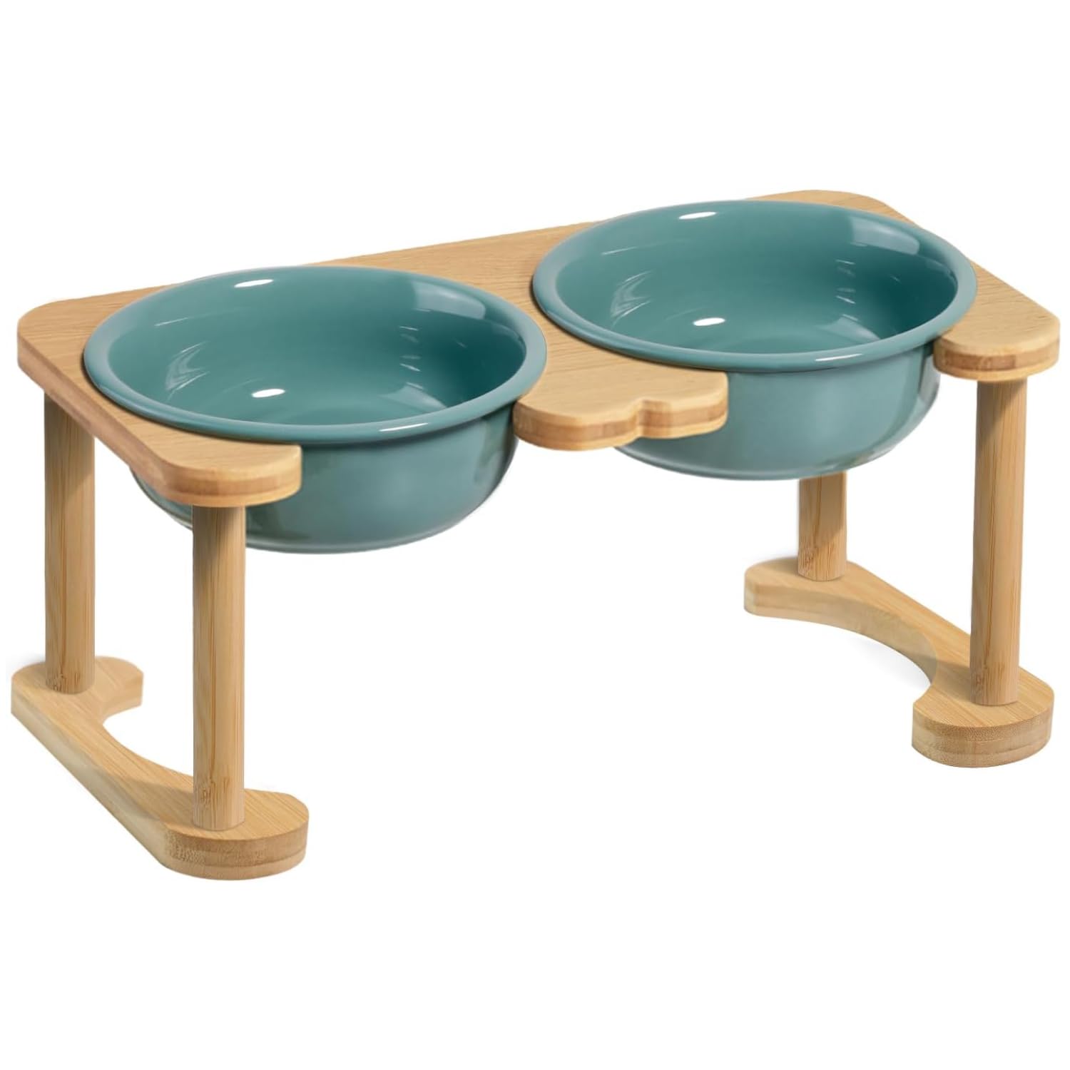 Juego de cuencos elevados de cerámica para agua y comida para perros, comedero elevado antideslizante con peso para perros medianos