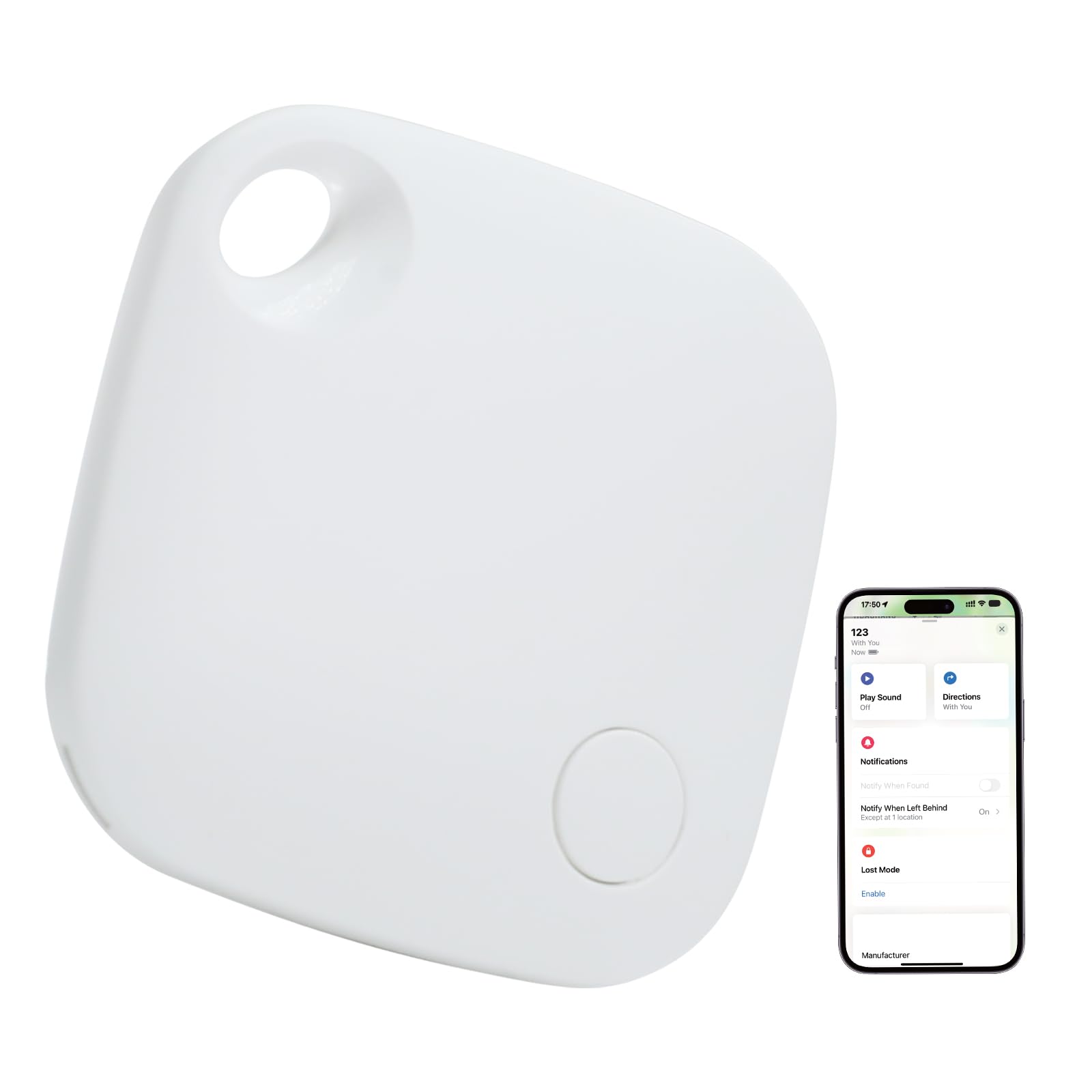 Bluetooth Tracker, Item Locator and GPS Items Tracker Works with Find My(iOS only), Smart Keys Finder Luggage Tracker for Dogs, Cats, Bags, and Keys, Replaceable Battery