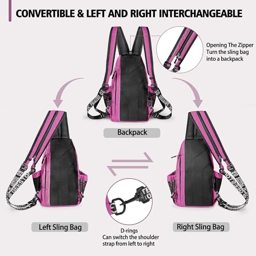 Image of Geestock Convertible Sling Bag for Women Men, Lightweight Crossbody Backpack Daypack Chest Bag Fit 10.9 inch Tablet for Travel, Sport, Hiking & Commute, Purplishred, 8.27inx3.94inx13.39in