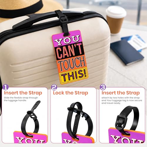 Image of Storite Pack of 2 Luggage Tags with Black Silicon Strap (Pink & Yellow)