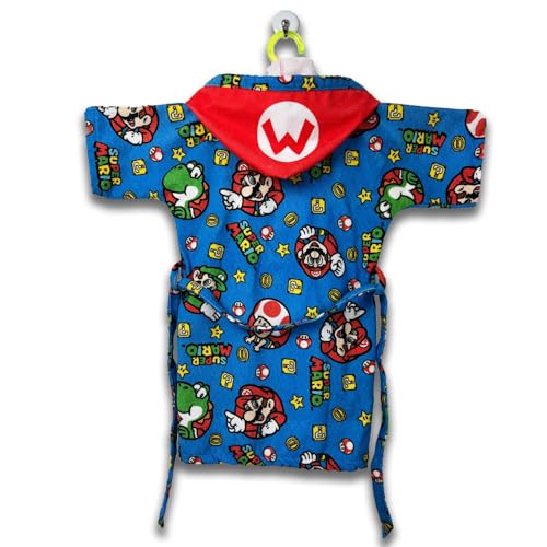 Roupão Aveludado Infantil Quimono Estampado com Capuz Super Mario
