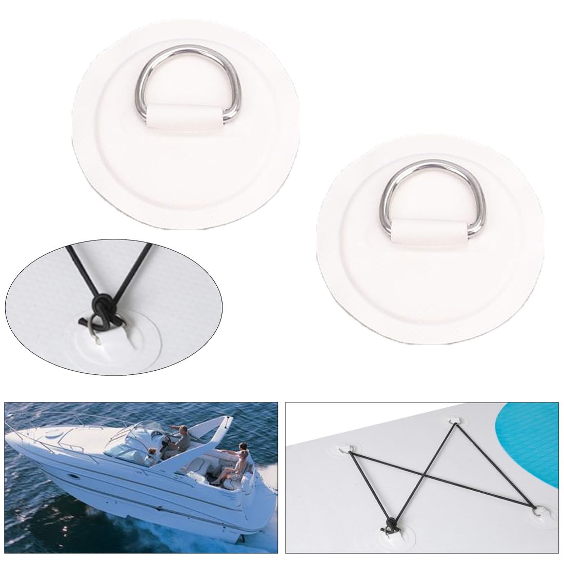 4Pcs Patch D-Ring pour Bateaux Pneumatiques,Patchs en Forme De D en Acier Inoxydable pour Bateau Pneumatique, Kayak, Canoë,Canoë, Rafting - Colle Non Incluse,D-Ring Paddleboard Accessoires