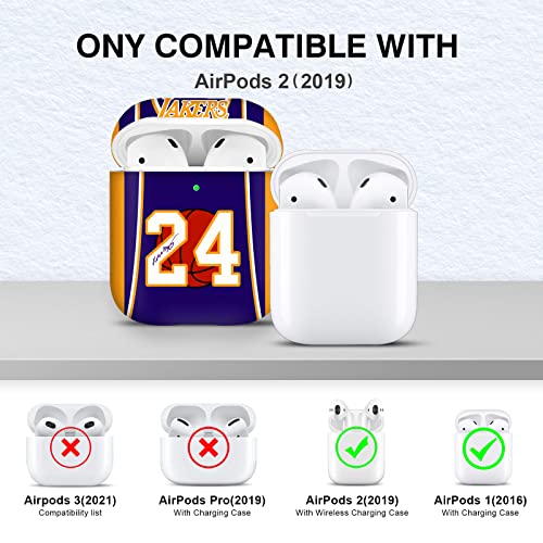 Ejmm For Airpods 2Nd Generation Case, Cool Sport Basketball Design Soft Tpu Airpods Case Cover Compatible Airpod 1St And 2Nd Generation For Fans Girls Boys Teens,Purple Jersy 24 #TOP4