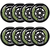 Inline Skate Rollen 80mm 76mm 72mm - 8 Stück Räder 85a Mit Kugellager ABEC9 | Für K2 Hudora Gonex Apollo (Schwarz/76MM)