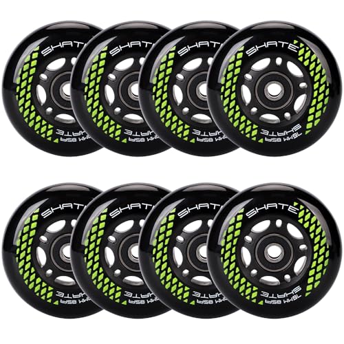 Inline Skate Rollen 80mm 76mm 72mm - 8 Stück Inline Skate Räder 85a inliner rollen mit kugellager ABEC9 | Inliner Skate Räder für K2 Hudora Gonex Apollo Inline Skate (C 76MM/Schwarz)