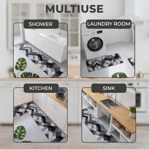Image of MAXOSHINE Kitchen Mats for Floor Anti Slip Waterproof Feet Comfort Kitchen Runner Floor Mat Standing Desk Mat Floor Mats for Kitchen (120 * 40cm, 60 * 40cm) Set of 2