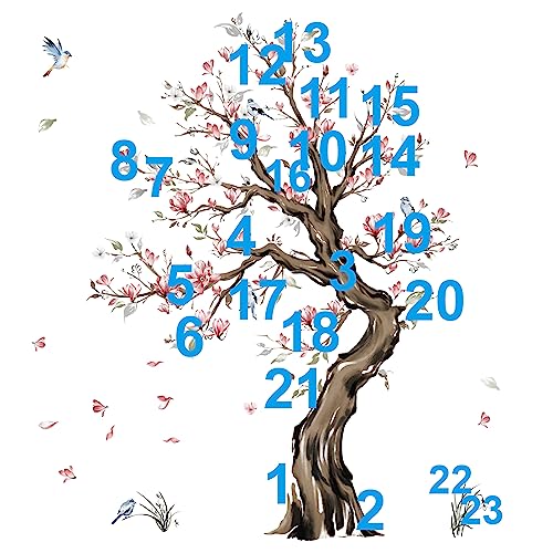 Wondever Adesivi Murali Albero Grande Fiori Rosso