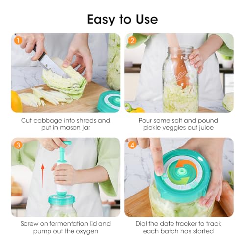 Aieve Tampas de fermentação, pacote com 6 kit de fermentação de frasco de pedreiro com bomba e pound