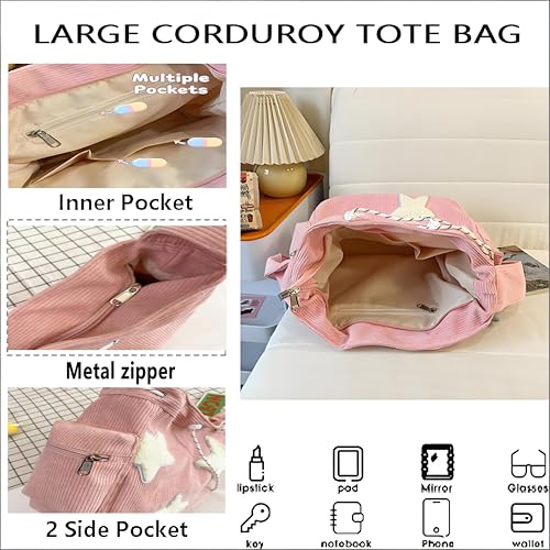 Bolso Tote AFGWK de pana estilo Y2K para mujer miniatura 6