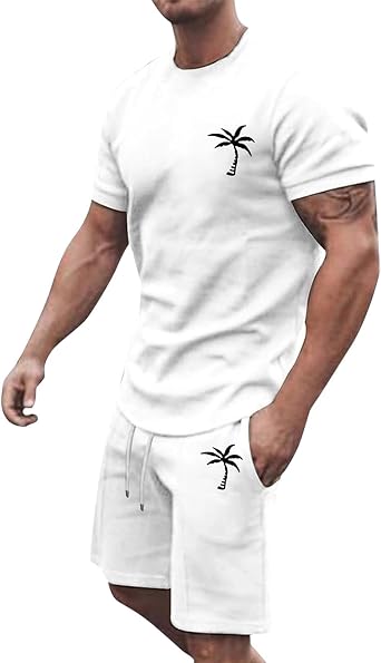 Alalaso Mens Short Sets 2 Piece Outfits Shirt Fashion Summer Tracksuits Casual Set Short Sleeve and Shorts Set for Men 2024