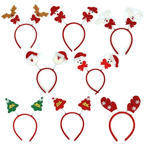 Manc GG Cute Christmas Headbands Packs Christmas Santa Claus Decoration Accessories Gifts for Christmas Xmas Party Easter Costume 8PCS