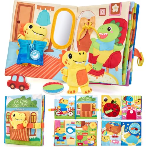 Image of hahaland Busy Book for Toddlers 1-3 - Dinosaur Soft Fabric Activity Books | hahaland Busy Book for Toddlers - Dinosaur Soft Fabric Activity Books