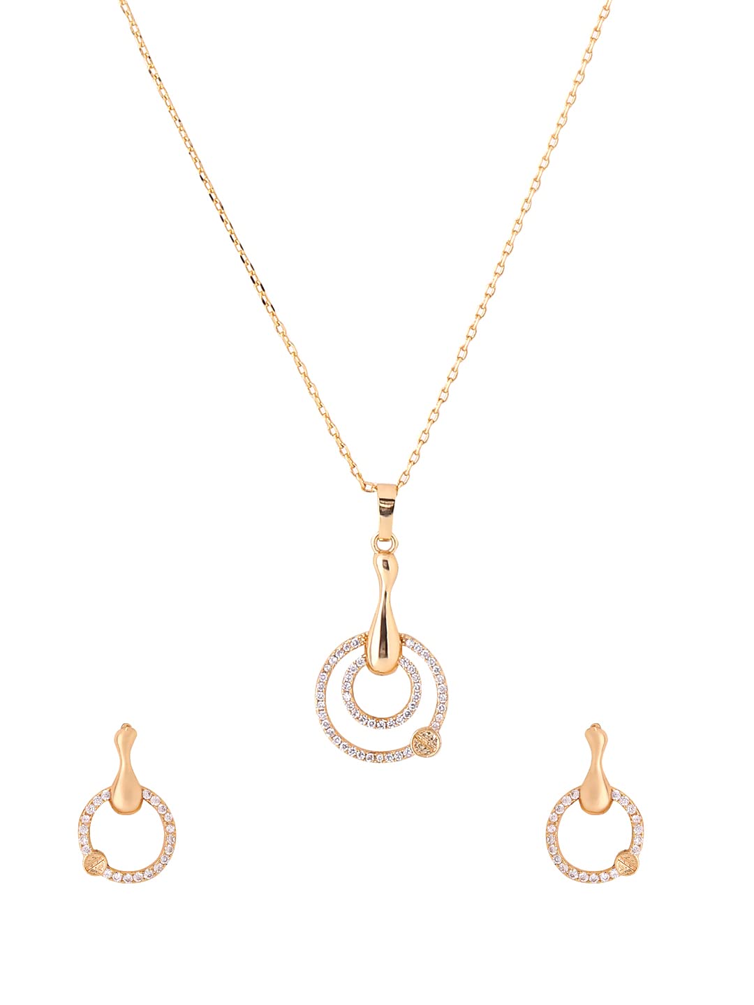 yellow chimes Necklace Set for Women Jewellery for Women Gold Toned Heart Shaped Crystal Studded Dual Heart Pendant Necklace Set with Earrings for Women and Girls Valentine Gift for Girls-picture-34