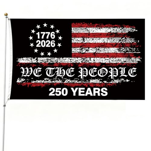 250 Year Anniversary Flag,250th Anniversary Usa Flag, 3x5 Ft Yard Flags For 1776-2026 National Celebrations Outside Banner Decorations(black)