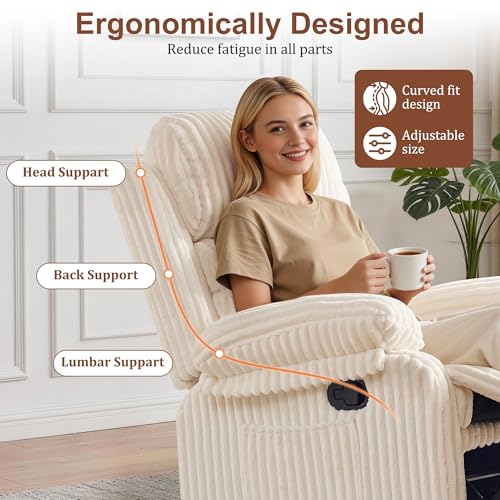 Image of Korser Rocking Recliner Chair, Nursery Rocker Chair for Adults, Small Recliners for Small Spaces, Swivel Rocker Recliner with Cushion, Upholstered Rocking Chairs for Living Room, RV, Corduroy