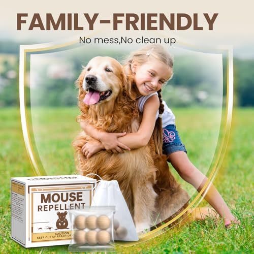 Image of Rodent Repellent 48 Balls, Mouse Repellent Indoor & Outdoor, Mice Repellent with Peppermint Oil, Rat Repellent for House, Garage, RV, Rodent Deterrent for Attic, Basement & Car