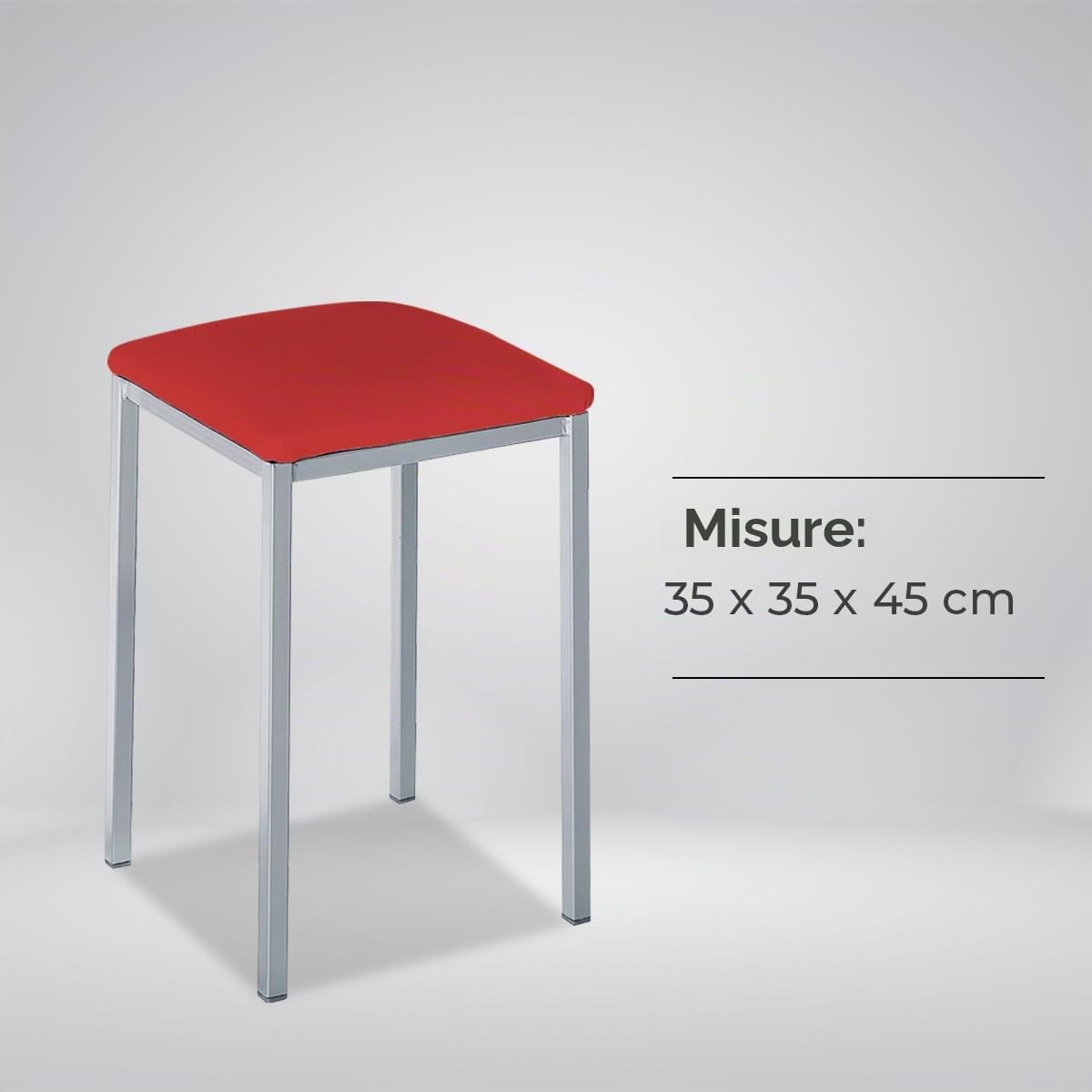 ASTIMESA Due sgabelli da cucina quadrati, in finta pelle rossa, altezza della seduta: 45 cm