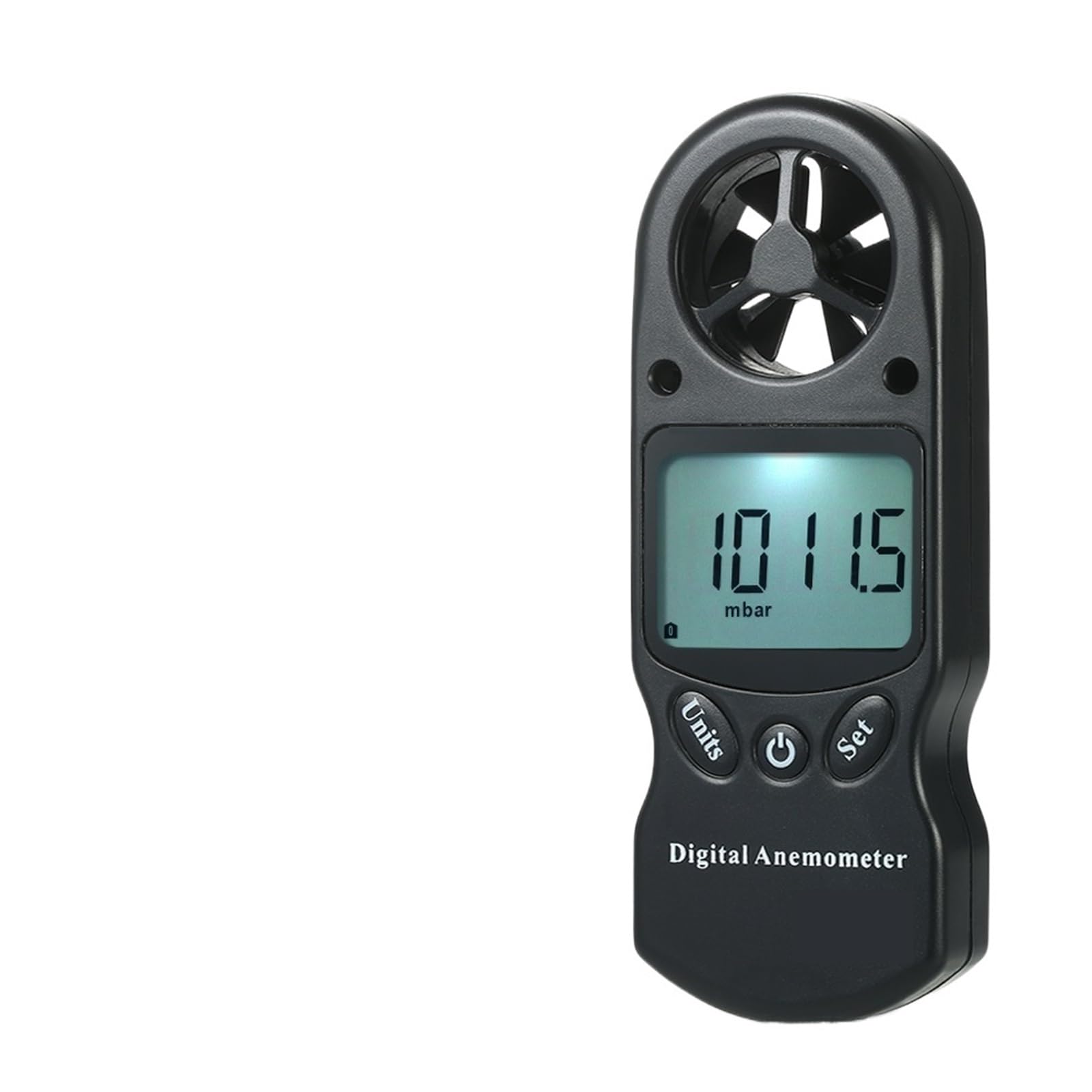 Anemómetro digital portátil 8 en 1: velocidad del viento, temperatura, humedad, sensación térmica, índice de calor, punto de rocío, presión barométrica y altitud.
