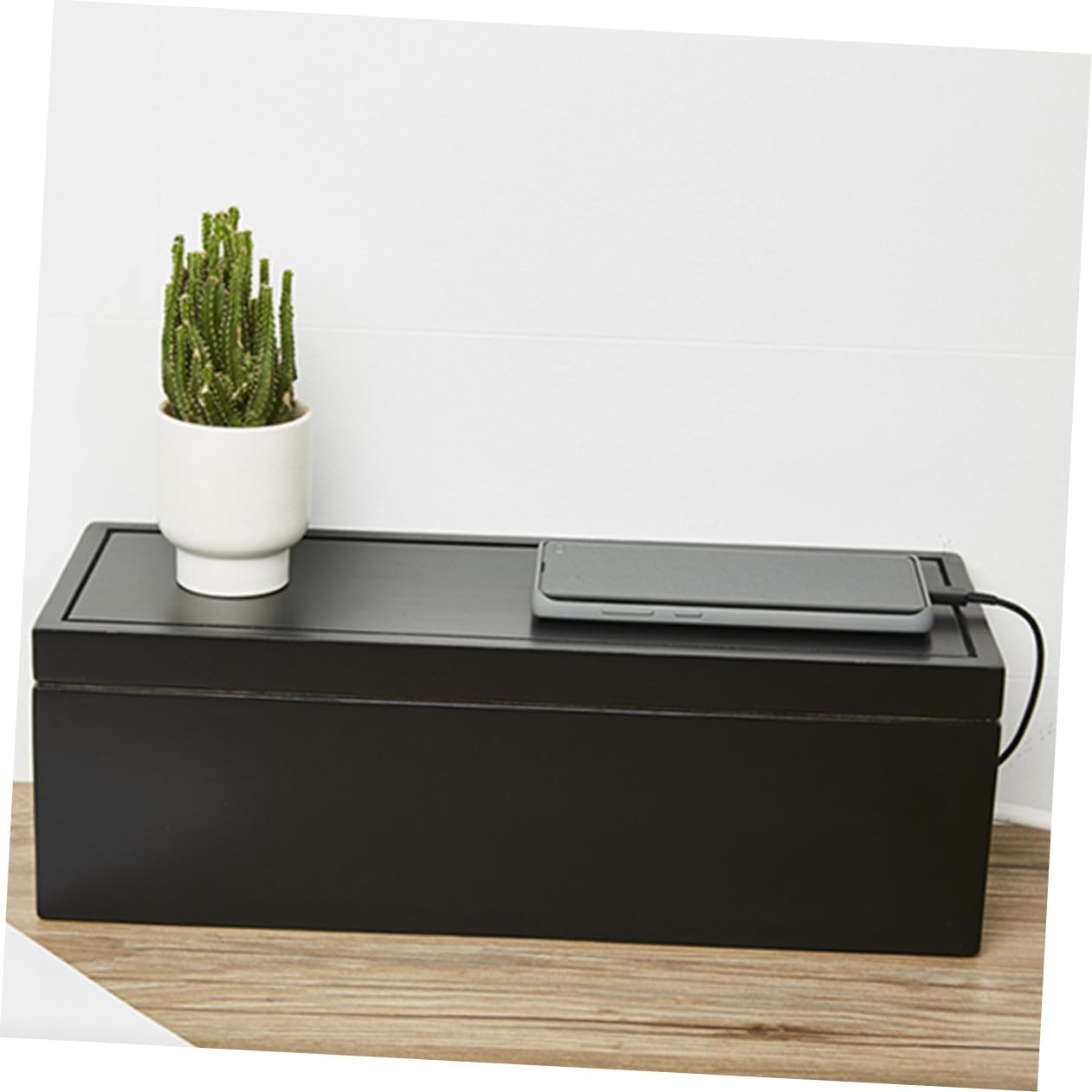 DOITOOL Caja Organizadora de Cables Negra de Plástico Hogar Función de Almacenamiento Rápido y Gestión Múltiple de Enchufes y Cables